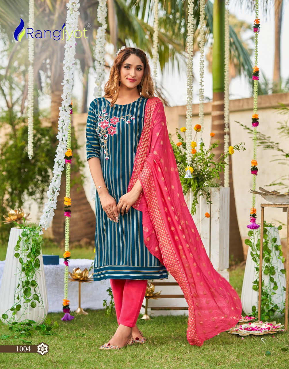 Rangjyot Muskan 1 New Exclusive Wear Fancy Kurti With Pant And Dupatta Readymade Collection